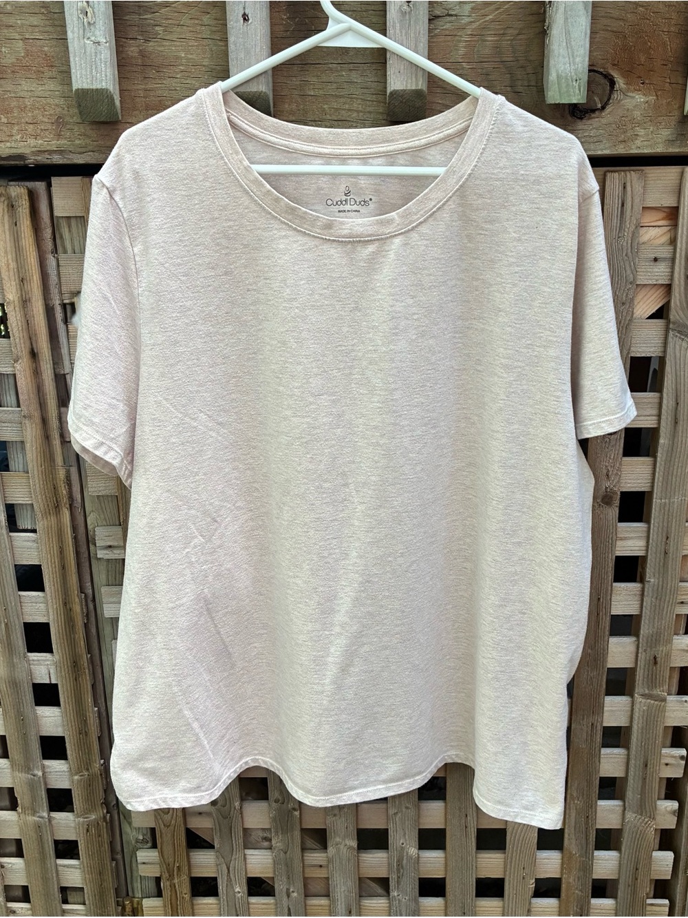 Cuddl Duds Women's Light Cream Short-Sleeve Crew Tee